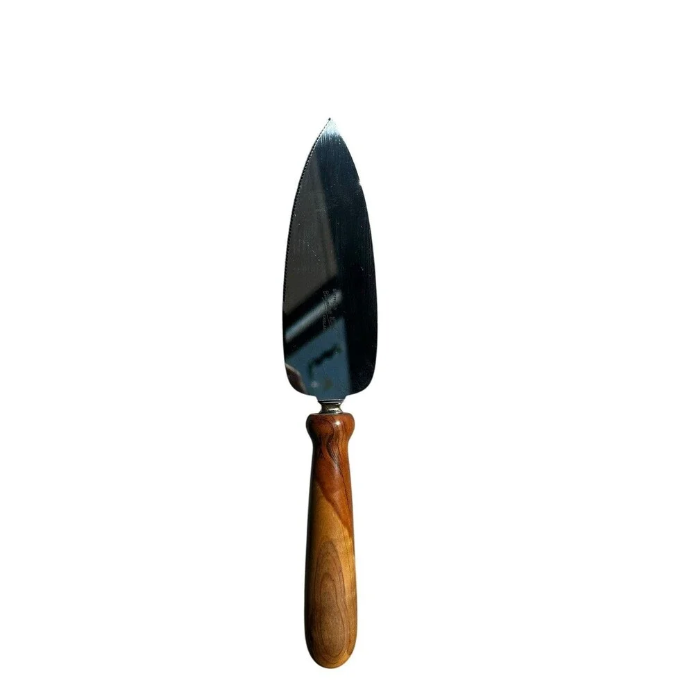Vtg Sheffield England Stainless Blade, Marbled Wood Handle Cake Pie Server